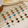 13MM Fashion Four Leaf Clover 18k Double Sided Mother of Pearl Lucky Clover Bracelet Women's Bracelet
