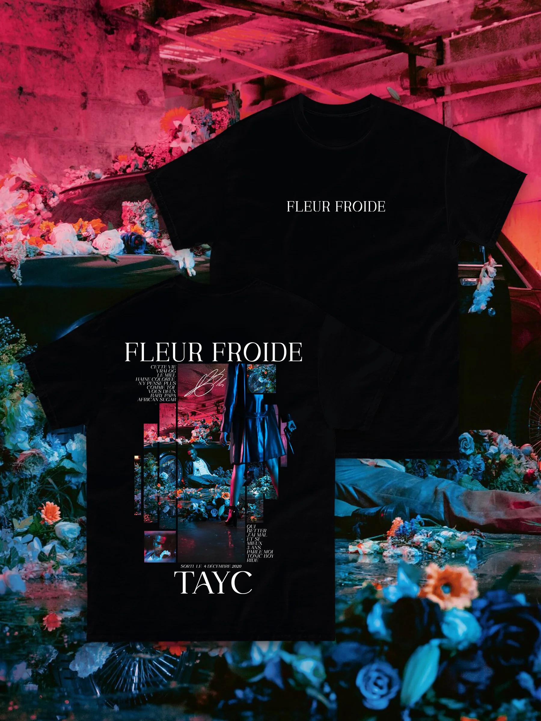 

French Tayc Style Fleur Froide Graphic Tshirt Unisex Women Hip Hop Pop Music Tshirt Casual Cotton Clothes Vintage T Shirts M