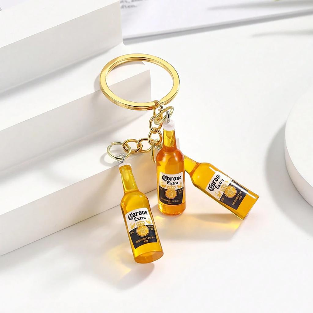 Mini Wine Bottle Keychain 3D Resin Bottle Bag Pendant Beer Bottle Charm Couple Family Keychain Pendant