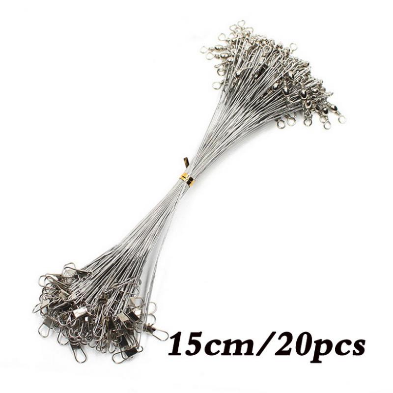 20PCS 10CM-30CM Anti Bite Steel Fishing Line Steel Wire Leader With Swivel Fishing Accessory Lead Core Leash Fishing Wire