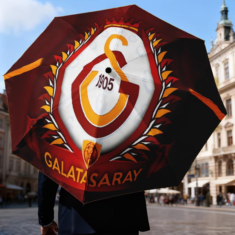 Galatasaray Football Club Automatic Folding Umbrella - 8-Rib Travel Umbrella with Auto Open/Close & Portable Gifts for holidays or birthdays
