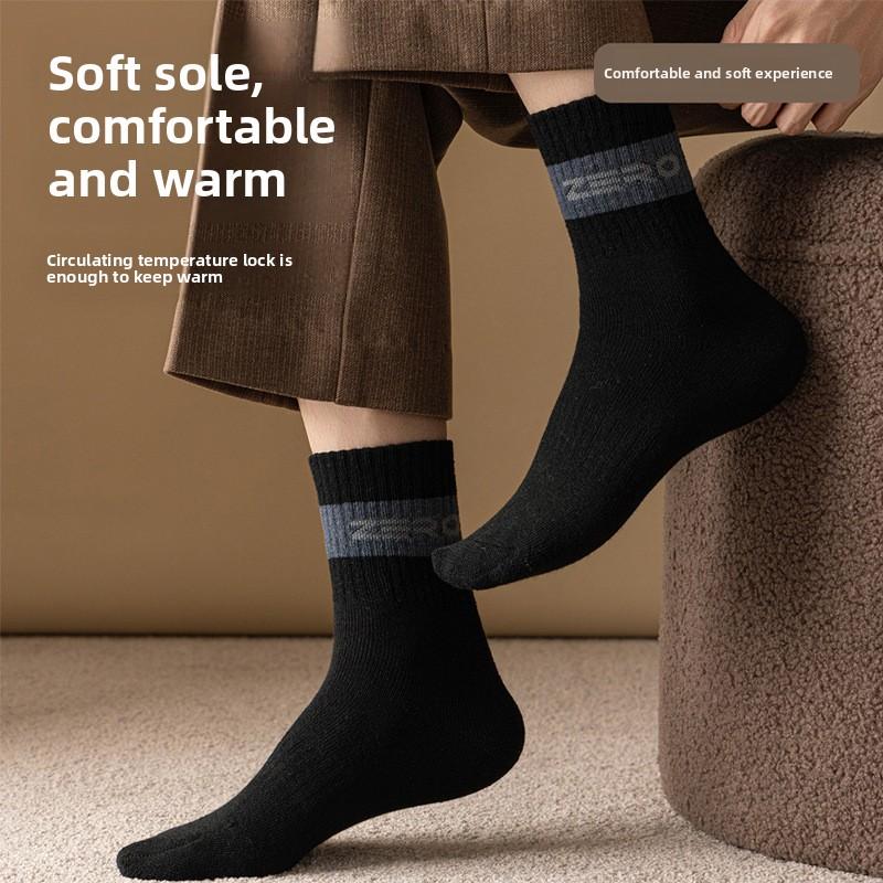Male Autumn and Winter Plus Velvet and Thick Hair Ring Skin Delicate Towel Bottom Sleep Anti Pilling Tube Socks