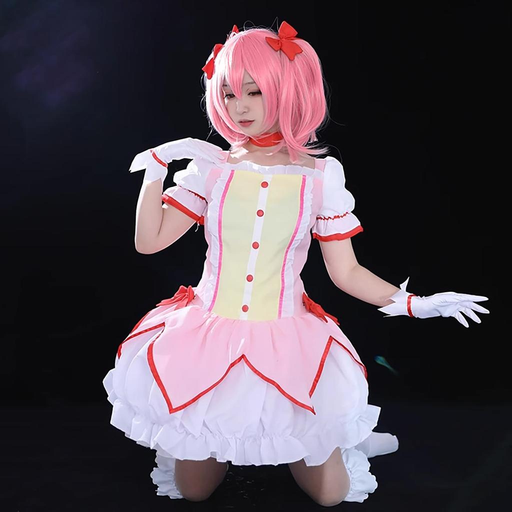 [Milky Time] Puella Magi Madoka Magica Kaname Madoka Cosplay Wig (Wig + Costume) for Halloween