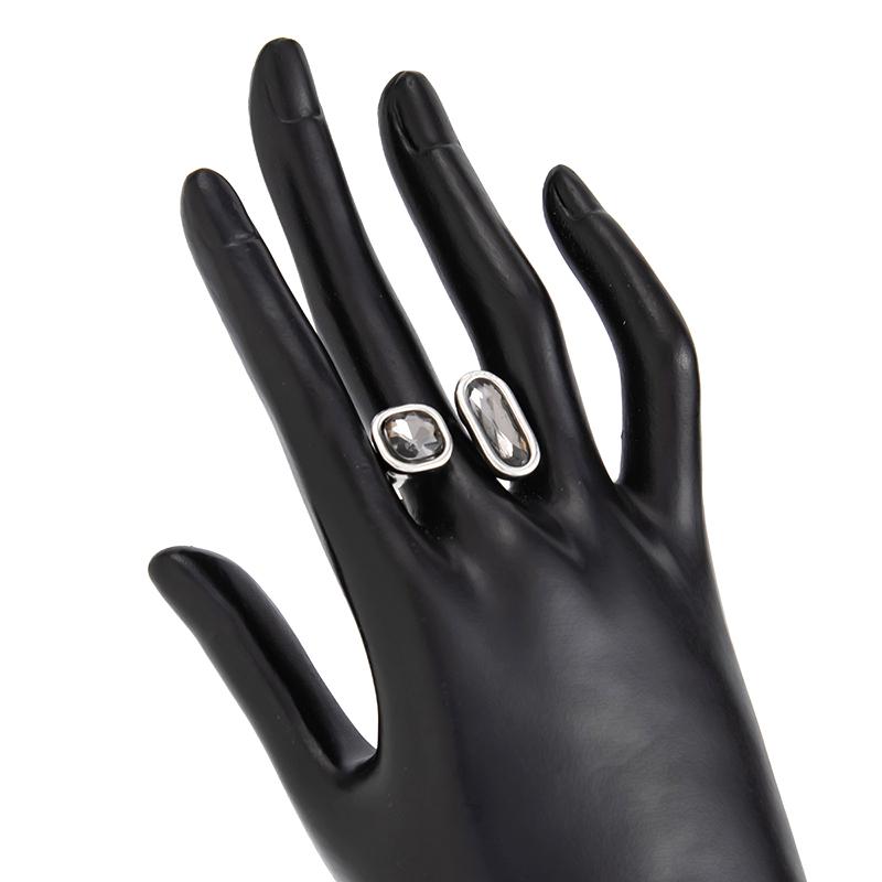 Grey Geometric Ring Women Minimalist Design Silver Color Square Finger Rings Asymmetrical Zircon Daily Wear Jewelry