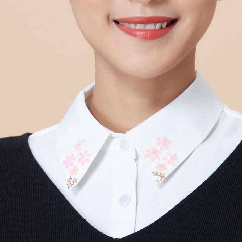 Perfect Match Fashion Beaded Fake Collar Women Detachable Collars Black False Collars Woman Removable Chiffon Half Shirt Tie Nep Kraagie