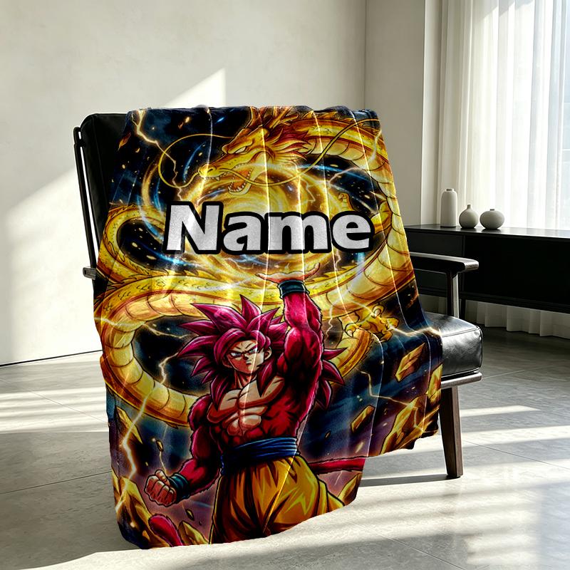 Custom Name Personalized Anime Print Blanket, Home Decor, Bedroom, Sofa, Camping, Couch, Gifts for Birthday Christmas