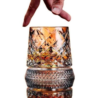 2026 Whiskey Glasses Rotating Whisky Glass With Glass Base 360 Rotate Degrees Rum Glass For Cocktail Party Drinking