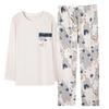 Women'S Pajamas Long-Sleeved Pure Cotton Pullover Simple Set Loose Large Size Casual Cotton Loungewear
