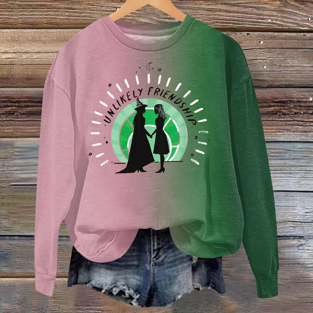 Hanorac larg casual de damă cu mânecă lungă și imprimeu