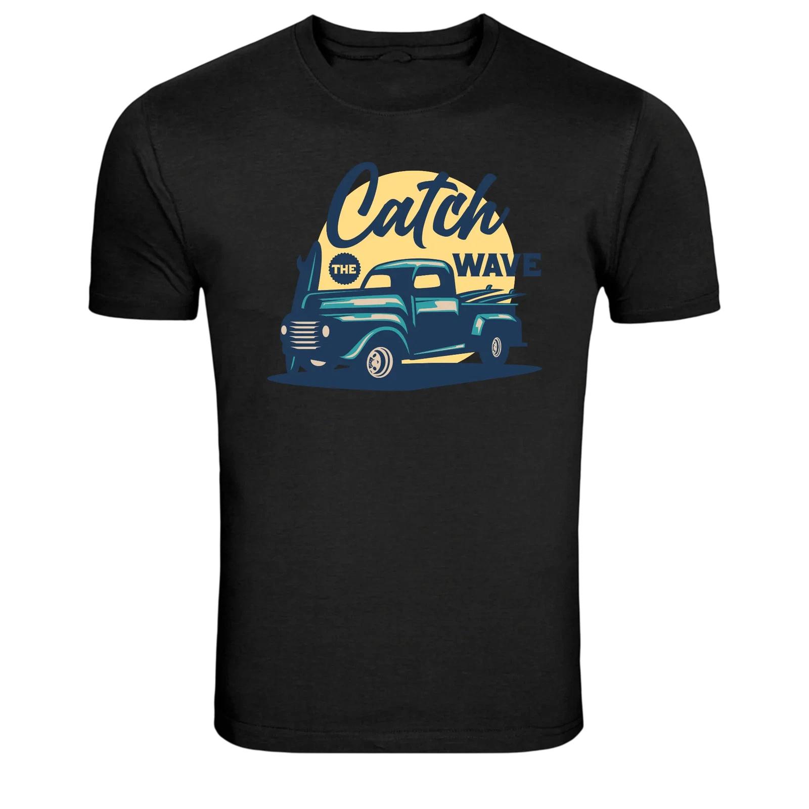 Catch The Wave Surf Truck Beach Graphic T Shirt M