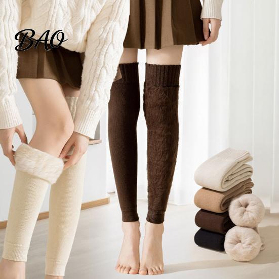 Cozy Fleece Lined Leg Warmers Winter for Women, Over The Knee Thigh High Socks, Elastic Cold Weather Boot Cuffs Soft Thermal Sleeves, Thickened Plush