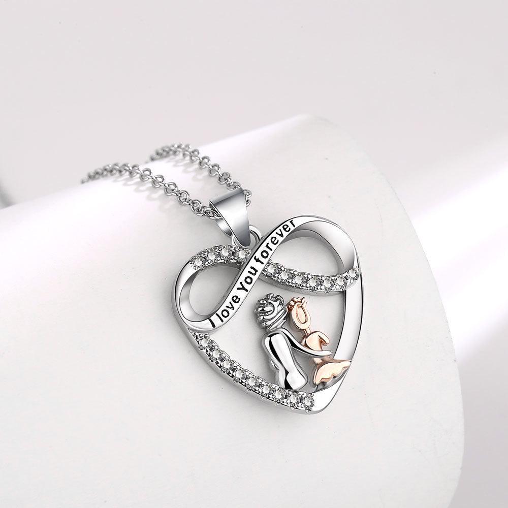 Endless Love Mother-Daughter Diamond Pendant Necklace – Elegant, Versatile Chain Jewelry