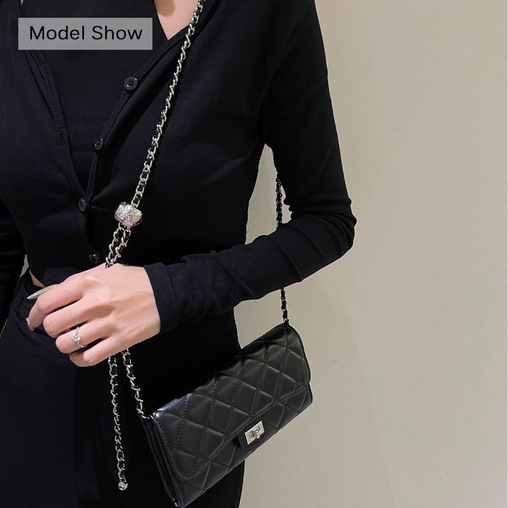 Diamond Quilted Small Shoulder Bag Genuine Leather Women Handbags Braided Chains Turnlock Crossbody Bags With Ball Cowhide Clutch Bag Without Logo