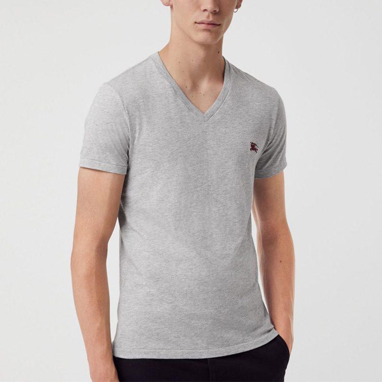 Burberry T Shirts Men's Gray V Neck Moderate 80038341