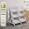 Nordic Style 3-Tier Double-Row Rolling Storage Cart