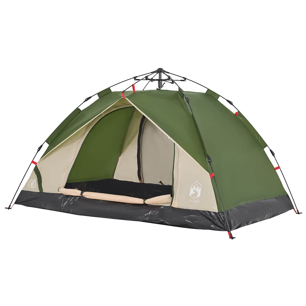 Vidaxl Tourist Tent, 3-Person, Green, Quick Setup
