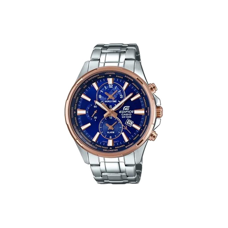 

Casio EDIFICE 100m waterproof quartz movement stainless steel strap Japanese and Korean watch men s watch blue dial EFR-304PG-2A синій