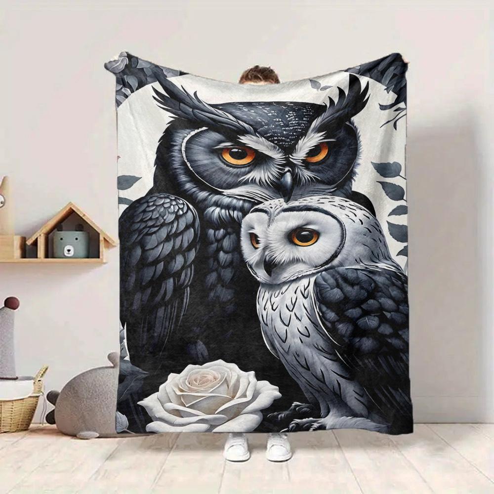 1PC Owl Art Print Blanket - Soft Warm All-Season Throw for Sofa, Bed, Car, Office, Throw For Sofa yy250916111