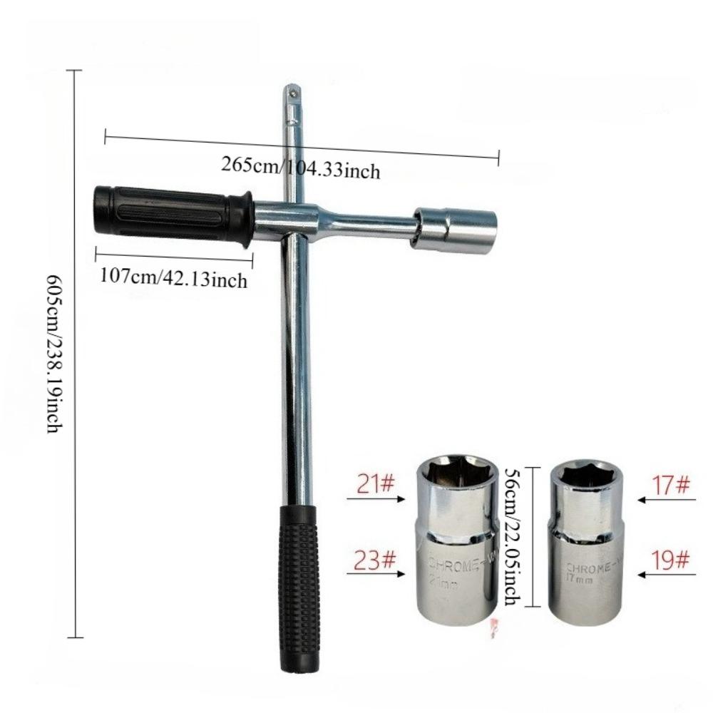 Foldable Telescopic Cross Tire Wrench - Detachable L-Shaped Socket Wrench for Car Tire Changing, Labor-Saving & Extended Length