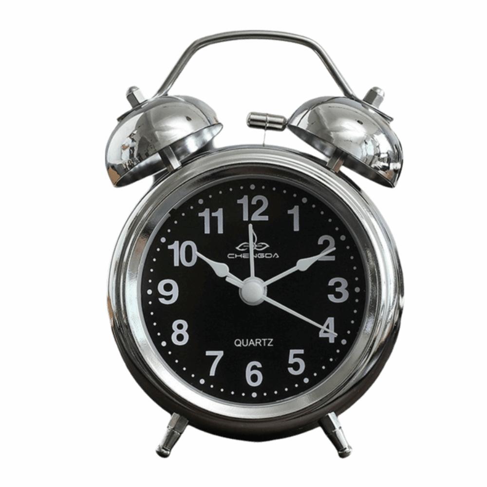 Creative Classical Alarm Clock Super Loud Mute Type Bell Alarm Clock Double Bell Metal Frame Silent Table Clock Home Decor2