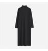 Women's Mid-Length Wool Knit Dress - Loose, Long Sleeve, Half-High Collar, Perfect for Layering Under Coats, Autumn & Winter Wear.