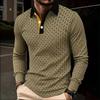 Men S Long Sleeve Polo Shirt Fashion Print Plaid Casual Style