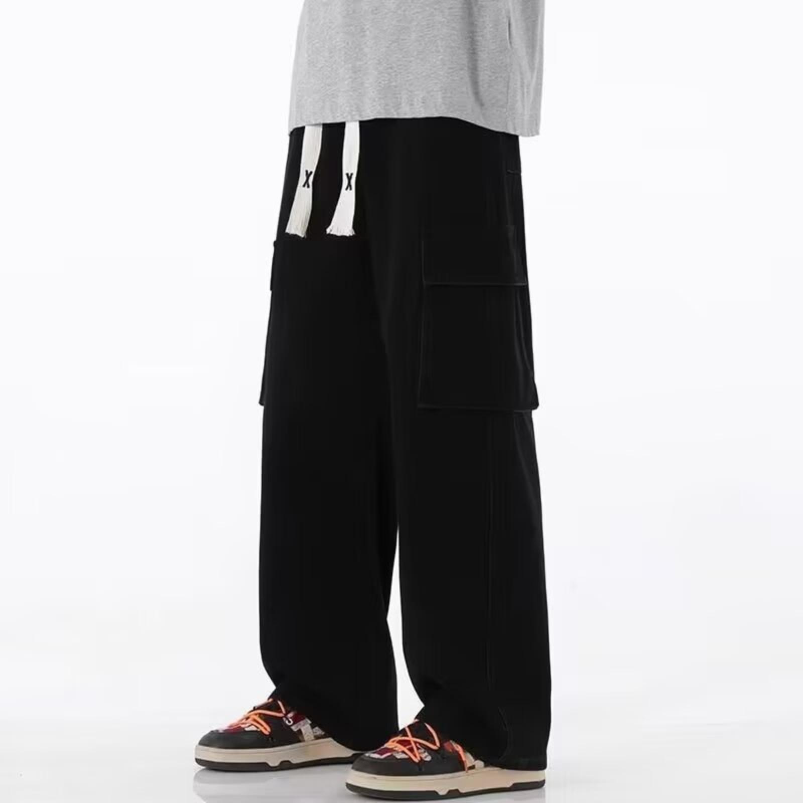 

Men s Trousers Loose Casual Sports Overalls L чорний