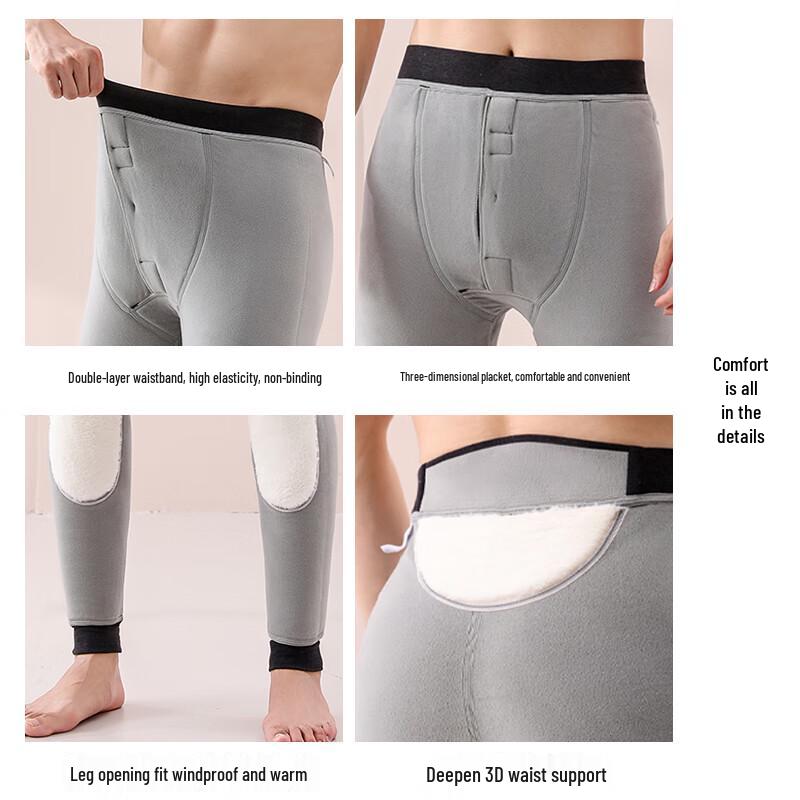 Męskie zimowe spodnie termiczne z królikiem polarnym, ochrona kolan i talii