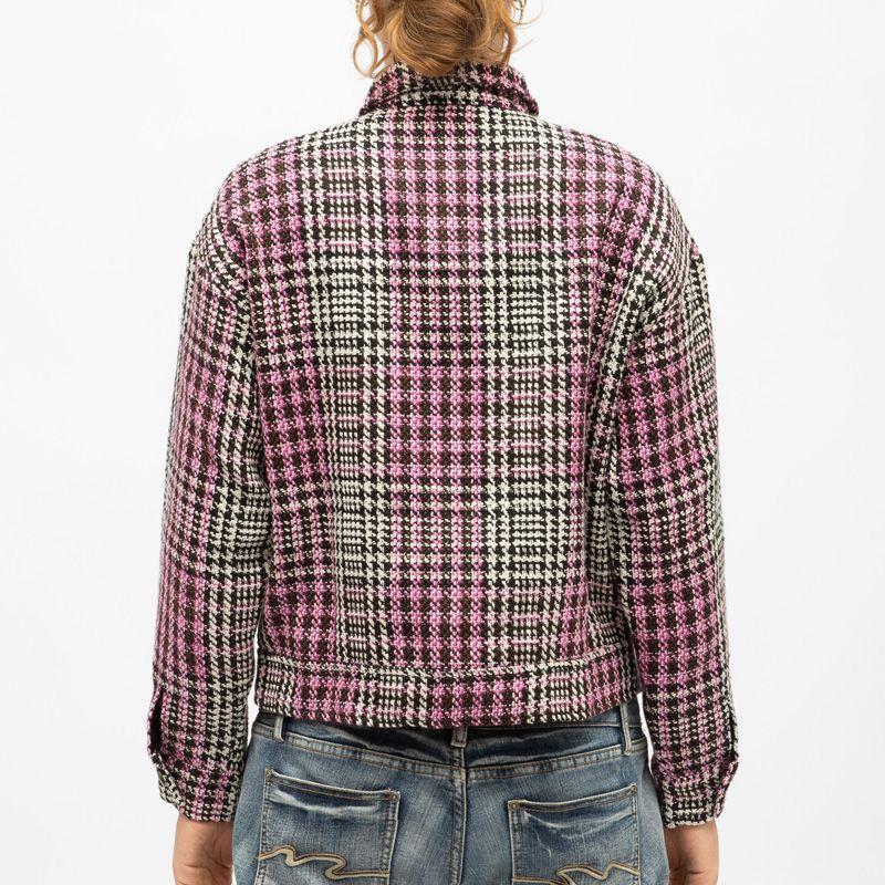 Black Tweed Houndstooth Pattern Val Short Jacket with Pockets Woman LA PETITE ETOILE