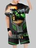Sets for Children Boys' 3D Letter Graffiti Printed Short-Sleeved Shorts  Suit Casual Sports Style  Clothing