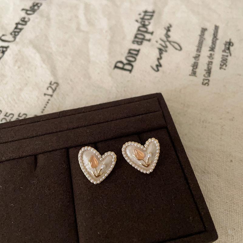Dripping Love Tulip Flower Stud Earrings Women'S Light Luxury High Sense Fashion Personality Trend Versatile Earrings