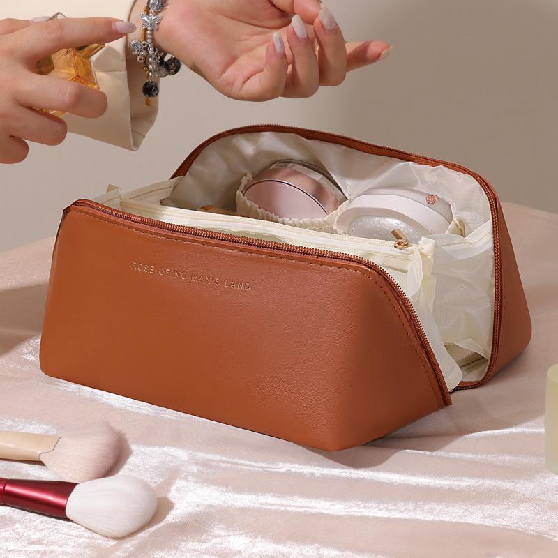 Luxury Leather Multi-Layer Travel Cosmetic & Toiletry Organizer Bag