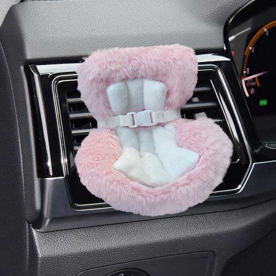 Doll Car Seat with Air Vent Clip Desktop Stand Cute Safety Belt Plush Cushion 17cm Doll Seat Car Ornament Gift for Collectors Fans
