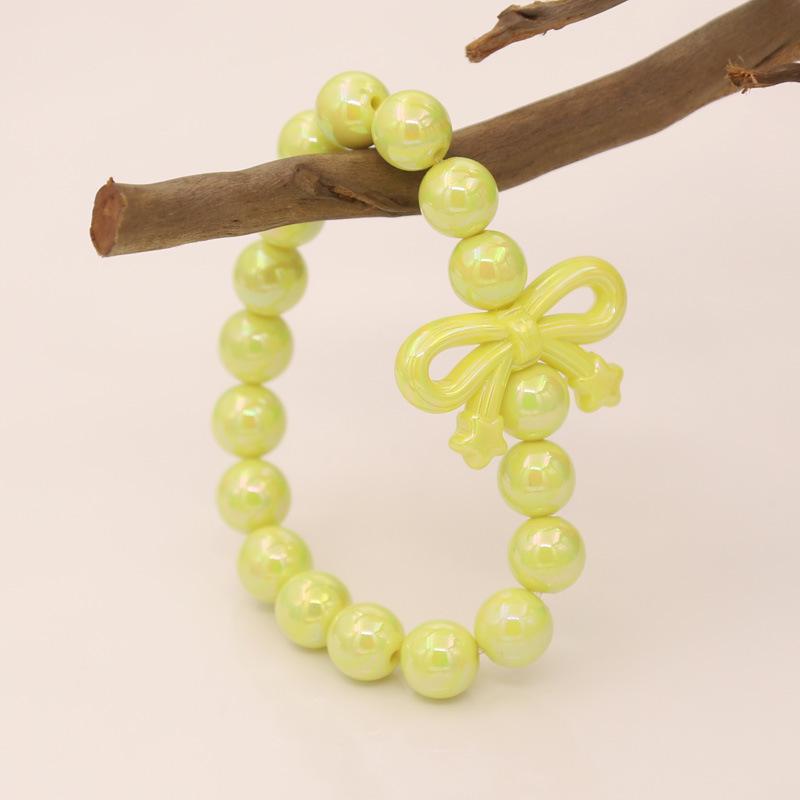Colorful Acrylic Beaded Bracelet with Bowknot Charm for Girls