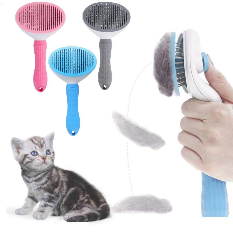 Ein-Knopf Haustierpflegekamm Automatische Haarentfernungsbürste für Katzen und Hunde