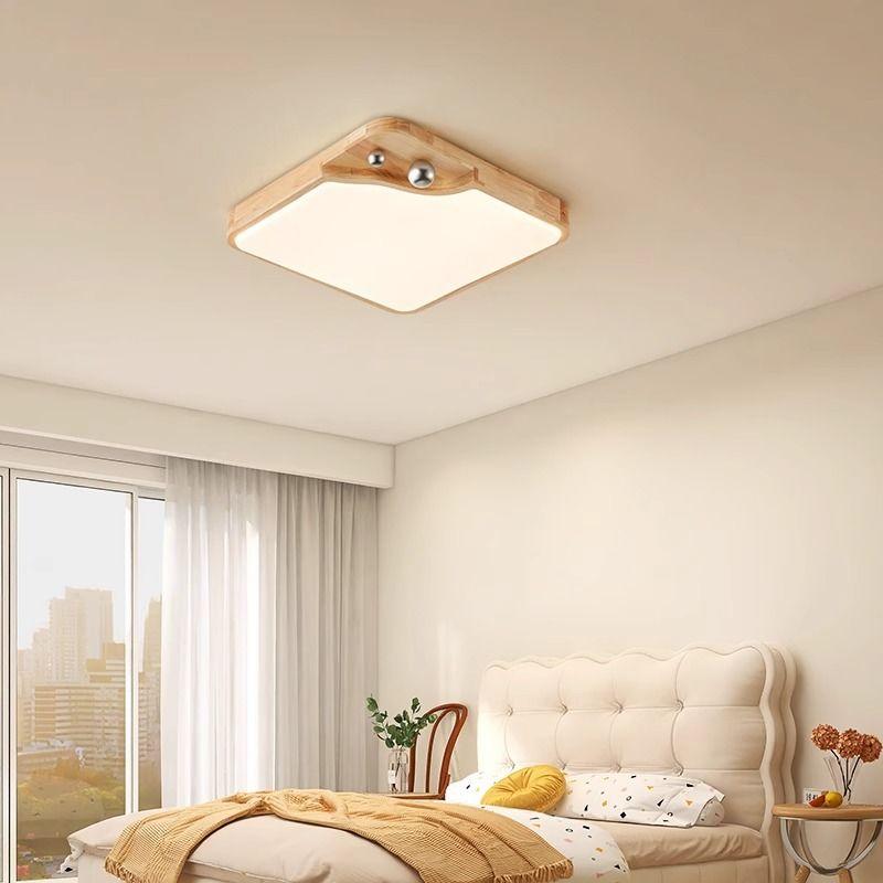 Walnut Minimalism Ceiling Light LED Bedroom Cream Winds Lighting Living Room Cream Balcony Indoor Light Home Interior Decor Lamp