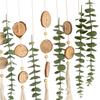 Bohemian Wall Hanging Decor with Natural Wood Slices and Green Eucalyptus Leaves
