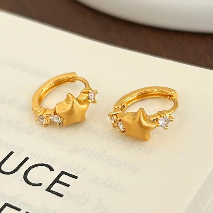 Tibetan Silver 18K Gold Plated Brushed Geometric Hoop Earrings for Women Trendy Fashion  Minimalist Accessories