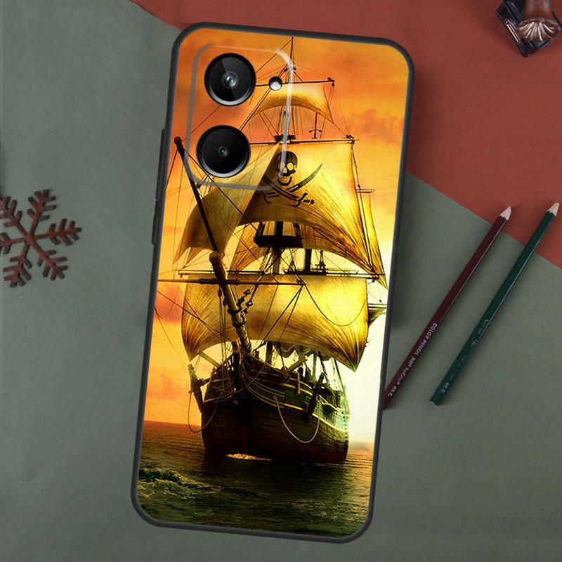 Sailing Ship Pirate Ship Case For Realme C55 C51 C75 C63 C61 C53 C35 C65 C67 C71 11 12 13 14 15 Pro Plus GT6 GT7 Pro