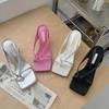 Open Run Women S Square Silver SlideS Black Heel