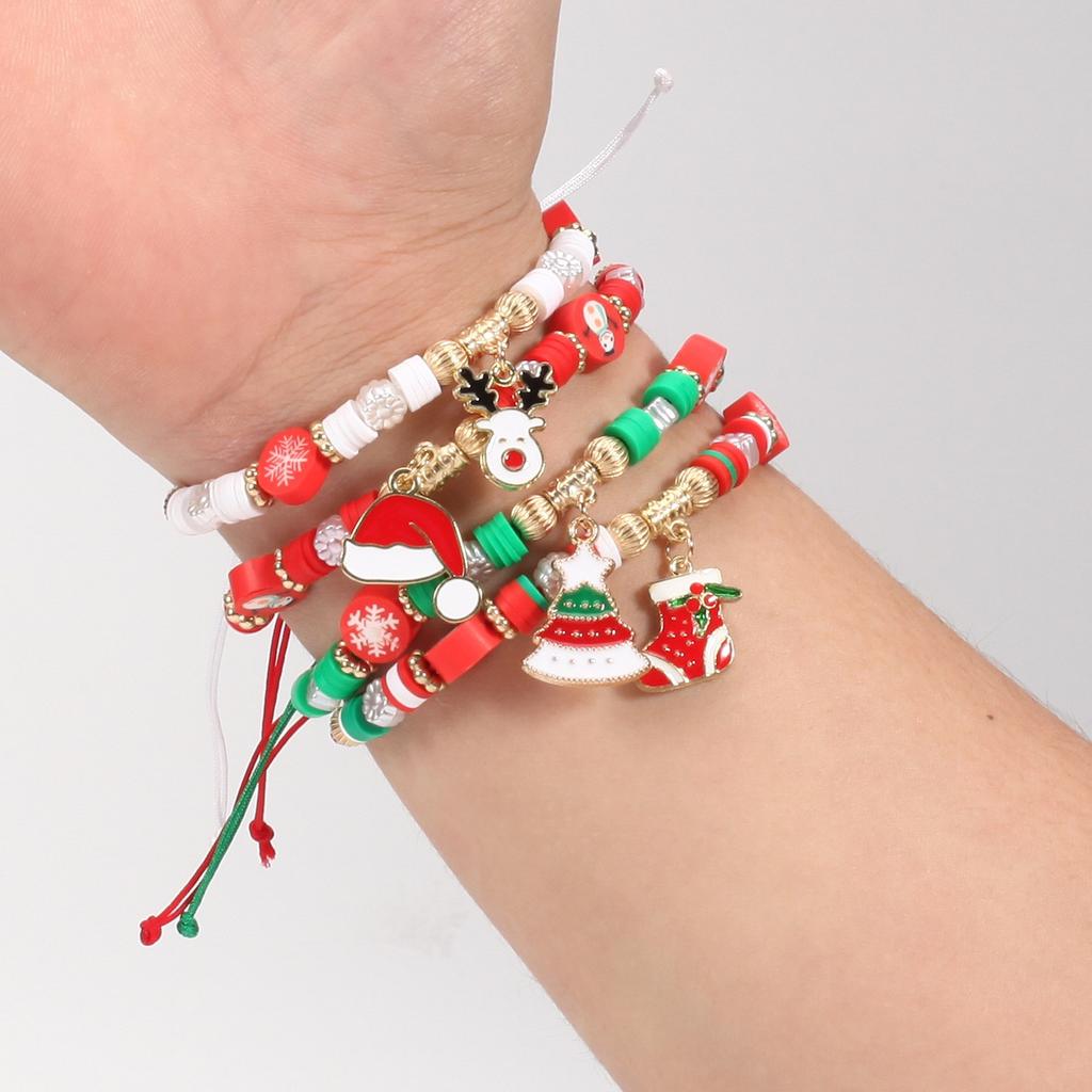 Christmas Snowman Christmas Tree Old Man Deer Gift Pendant Bracelet