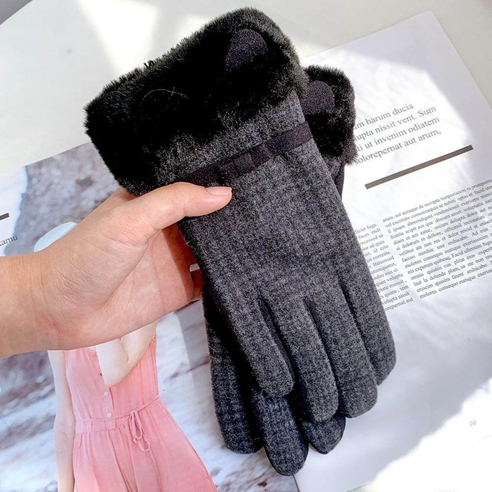Warm gloves women's winter velvet thickened suede autumn and winter cold touch screen new cycling skiing gloves