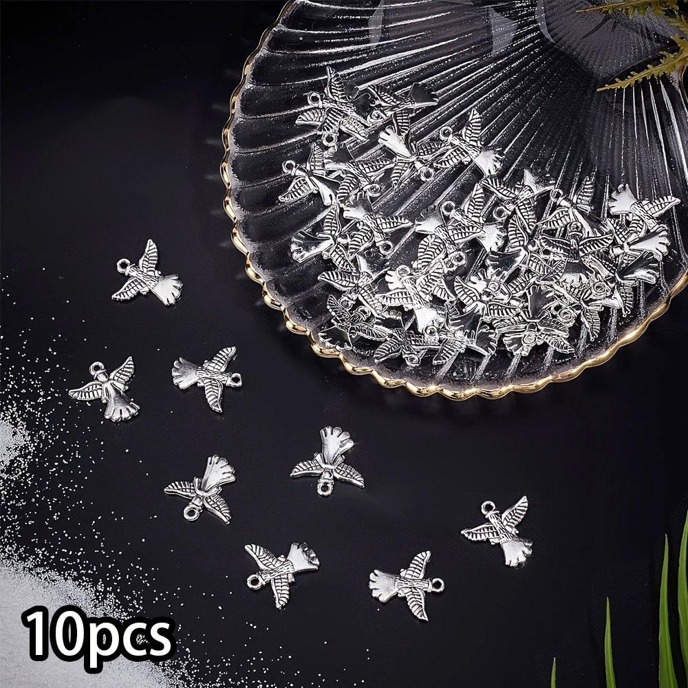 10/30/50pcs Angel Guardian Angel Talisman Alloy Wings Double Sided Jewelry Making Talisman Christmas Earrings Necklace Bracelet Supplies Crafts