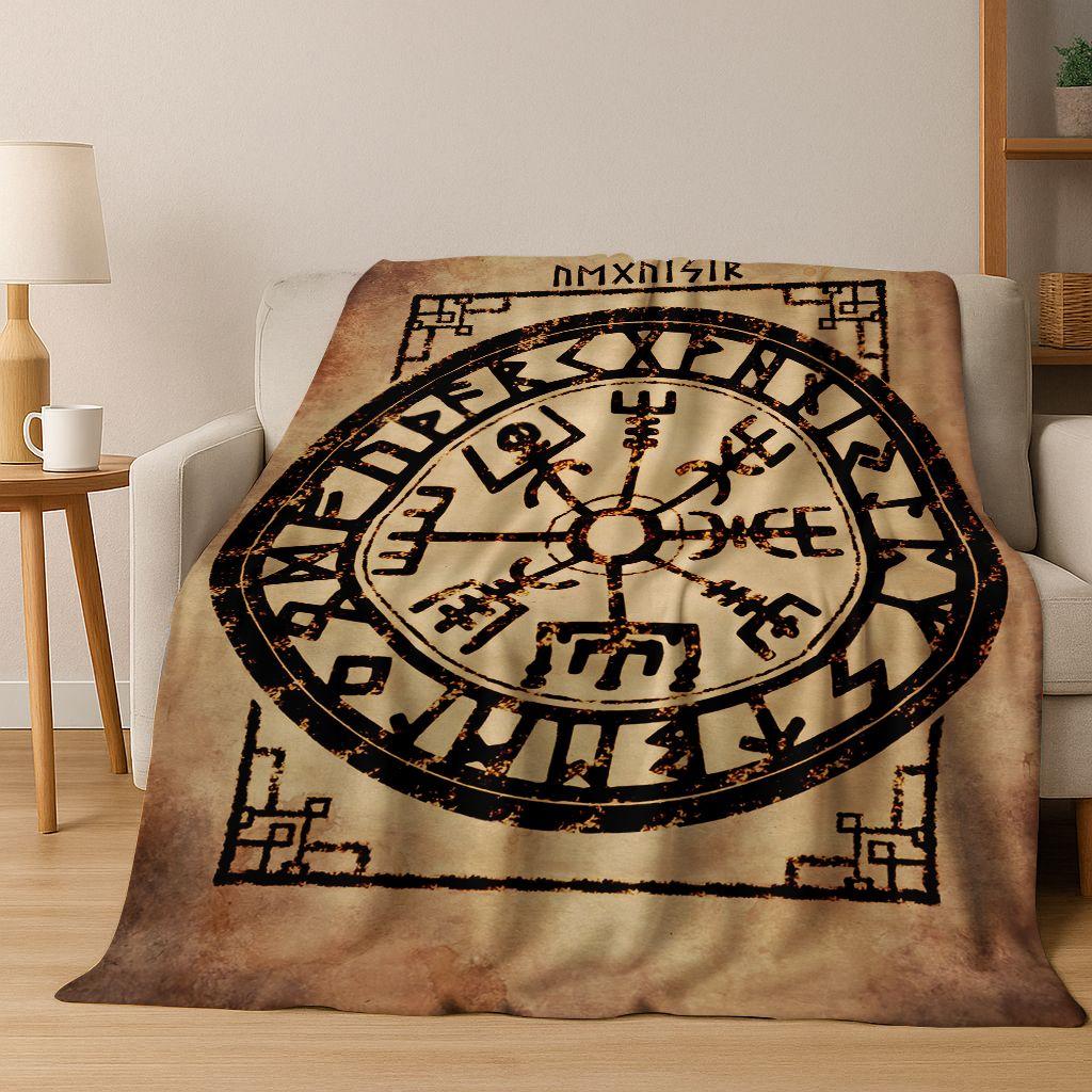 Nordic Viking Warrior Symbol Valhalla Valknut Rune Flannel Blanket,Cozy Soft Throw Blanket for Home Bedroom Bed Sofa Cover Gift