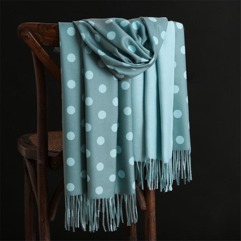 Winter Warm Cashmere Scarves Dot Pattern Pashmina Bandana Long Tassels Women Thicken Wraps Shawls