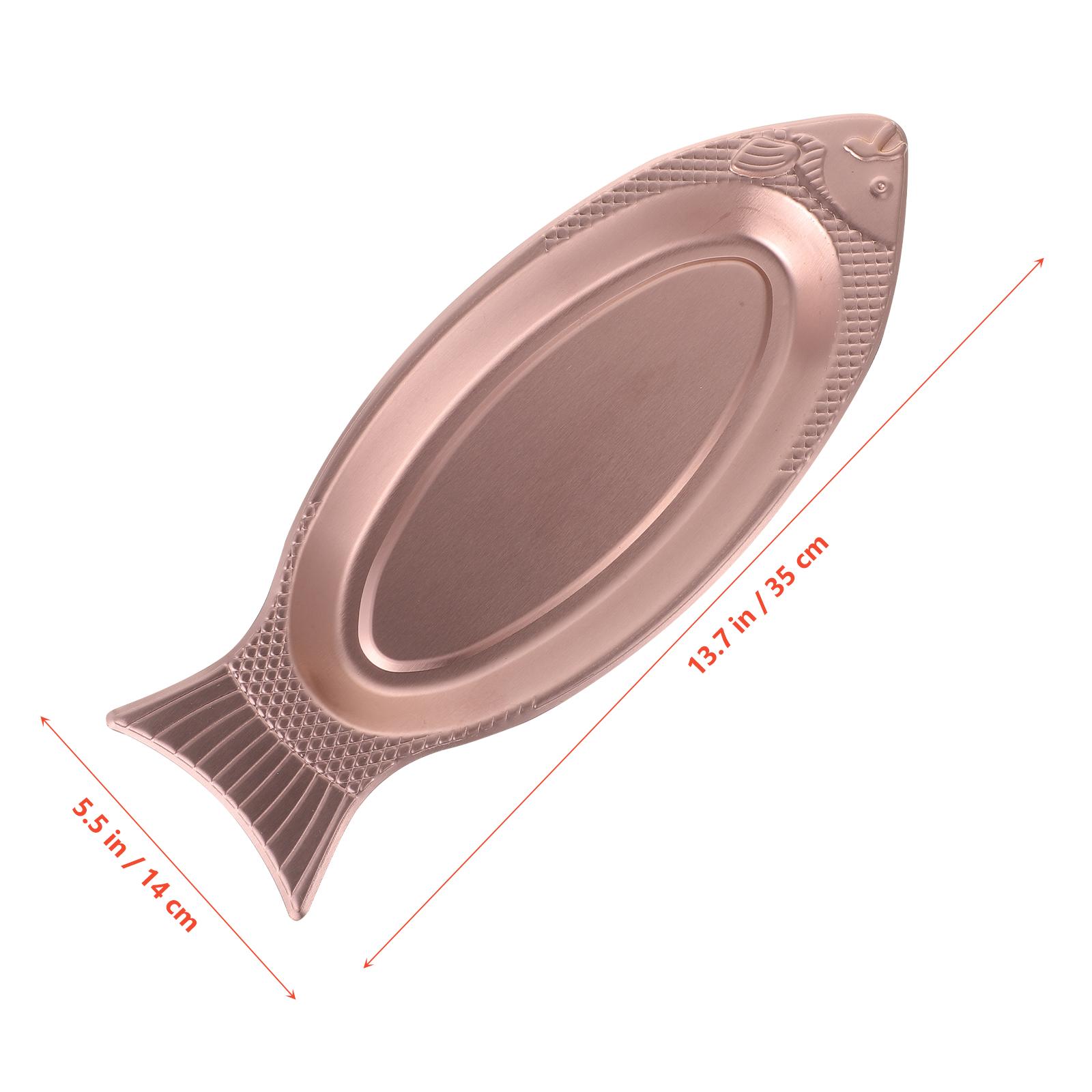 

Serving Plate for Grilled Fish Stainless Steel Steamed Kitchen Gadget Fish Shaped Food Plate Home Use рожевий колір золота
