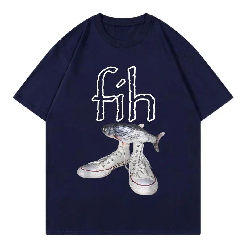 Funny New Style Hot Sale Fih Shoes Graphic T Shirts Misspelled Fish Meme Tee Unisex Women Casual Fashion Short Sleeve Tshirt Tops