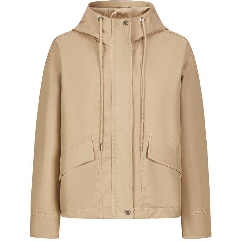 JUZUI Women's Autumn Hooded Casual Windbreaker JWEQ41301