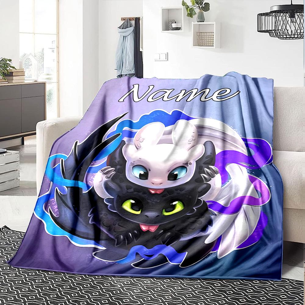 Customiz Name Personality How To Train Your Dragon Toothless Blanket Soft &Warm Sofa Office Bed Travel Lunch Break Blanket, Gift Suitable All Seasons