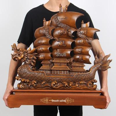 Smooth Sailing Dragon Boat Wealth-Attracting Ornament for Office or Home Decor